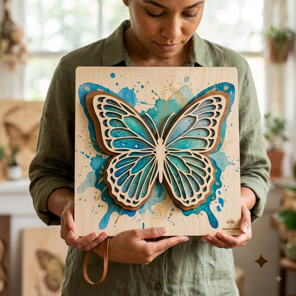 Butterfly Insects Art Wooden Sign, 3D Layered Decor For Home
