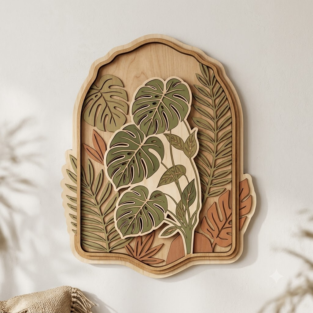 Monstera Wooden Sign Tropical Leaf Wood Wall Art