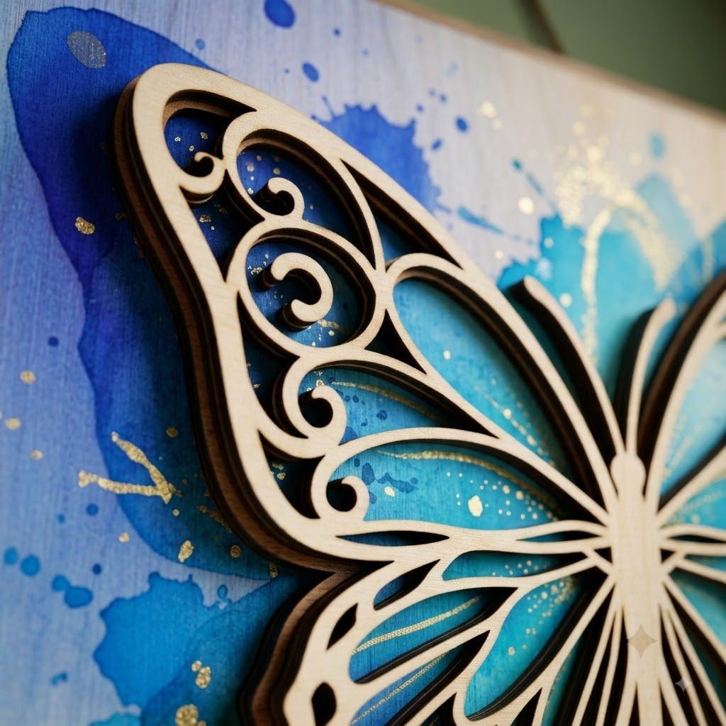 Butterfly Insects Art Wooden Sign, 3D Layered Decor For Home