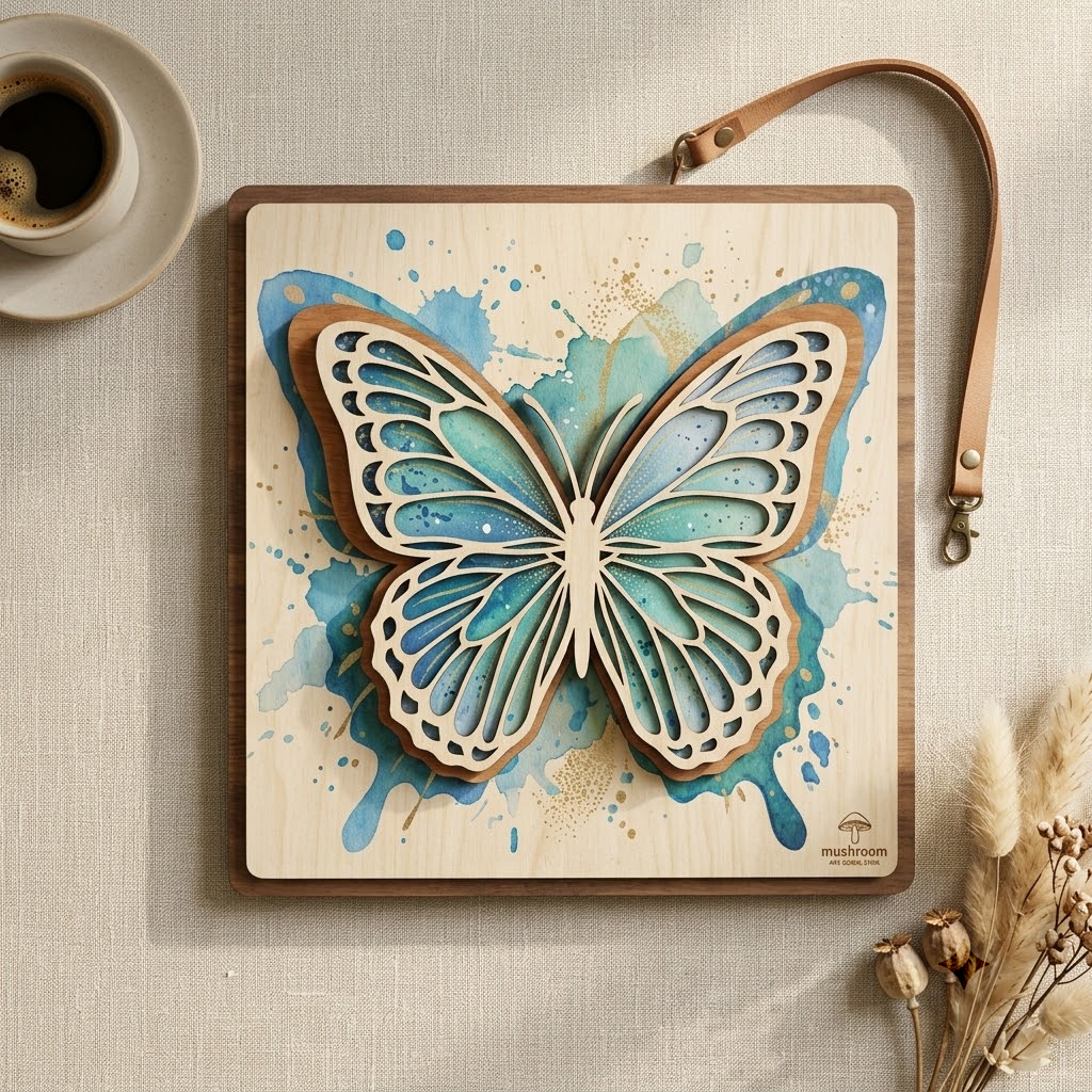 Butterfly Insects Art Wooden Sign, 3D Layered Decor For Home