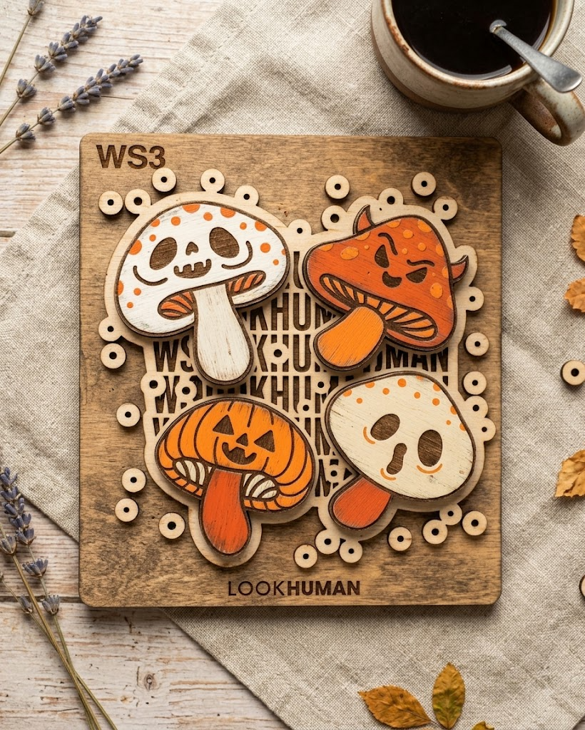 Halloween Shrooms Wooden Sign, Spooky Mushroom Decor, Forest Fantasy Gift