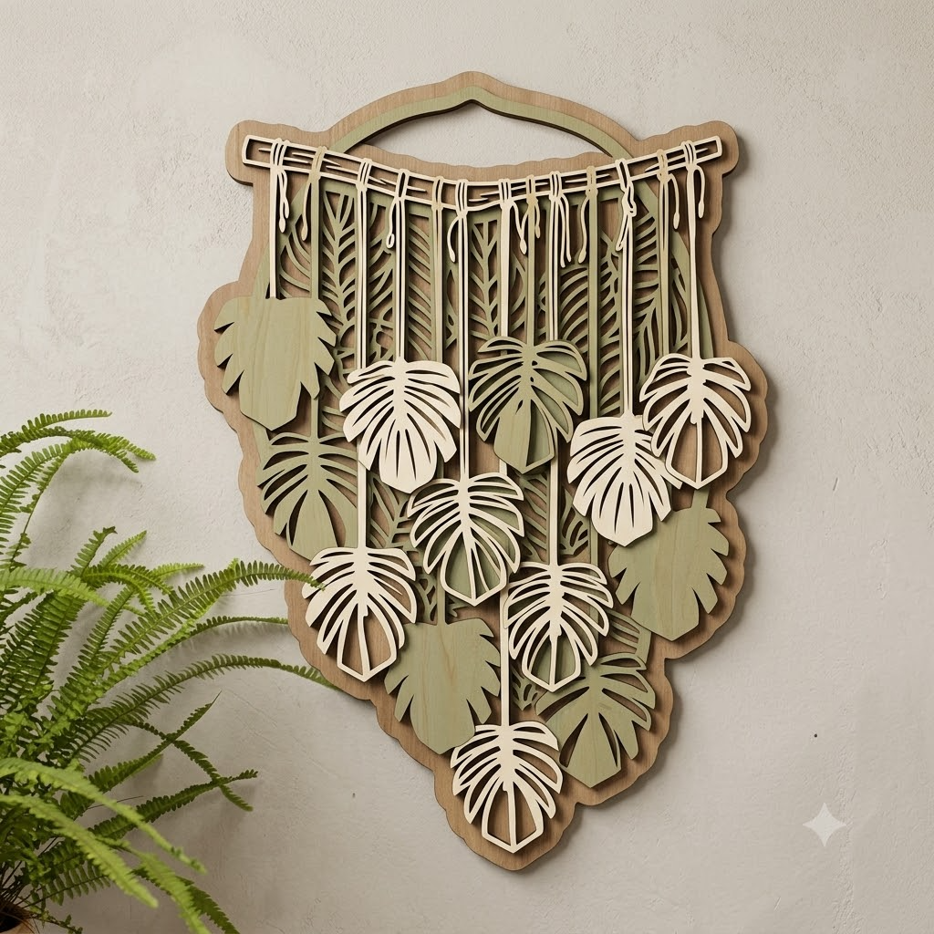 Monstera Leaf Wood Sign, Botanical Wall Art, Rustic Home Decor