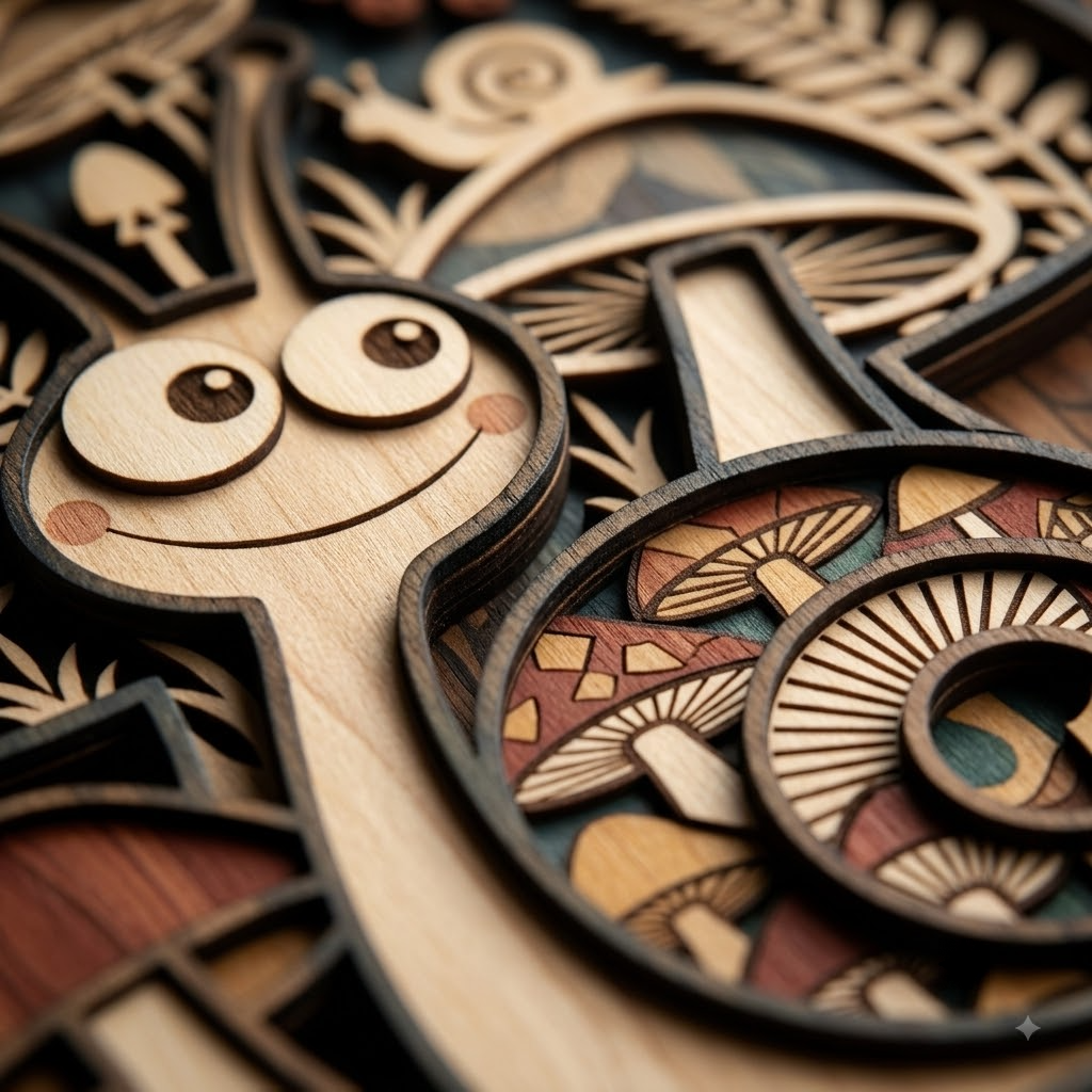 Snail Insects Art Wooden Sign, Unique 3D Layered Decor For Home