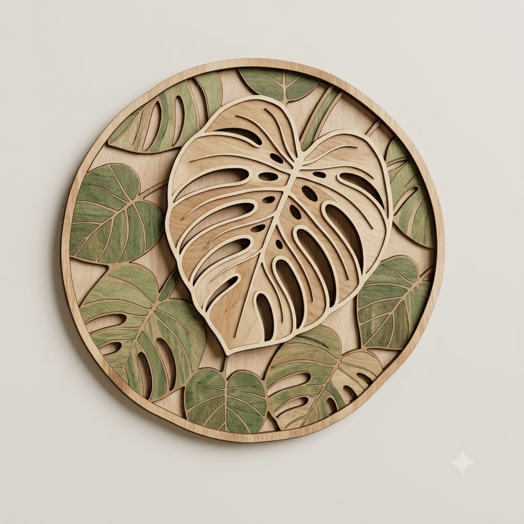 Monstera Leaf Wooden Sign, Tropical Botanical Wall Decor, Rustic Wood Art