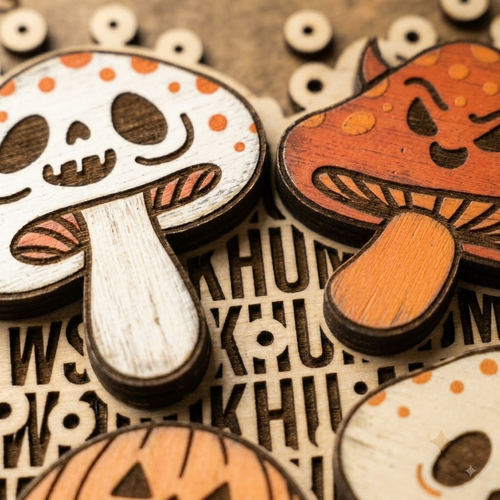Halloween Shrooms Wooden Sign, Spooky Mushroom Decor, Forest Fantasy Gift