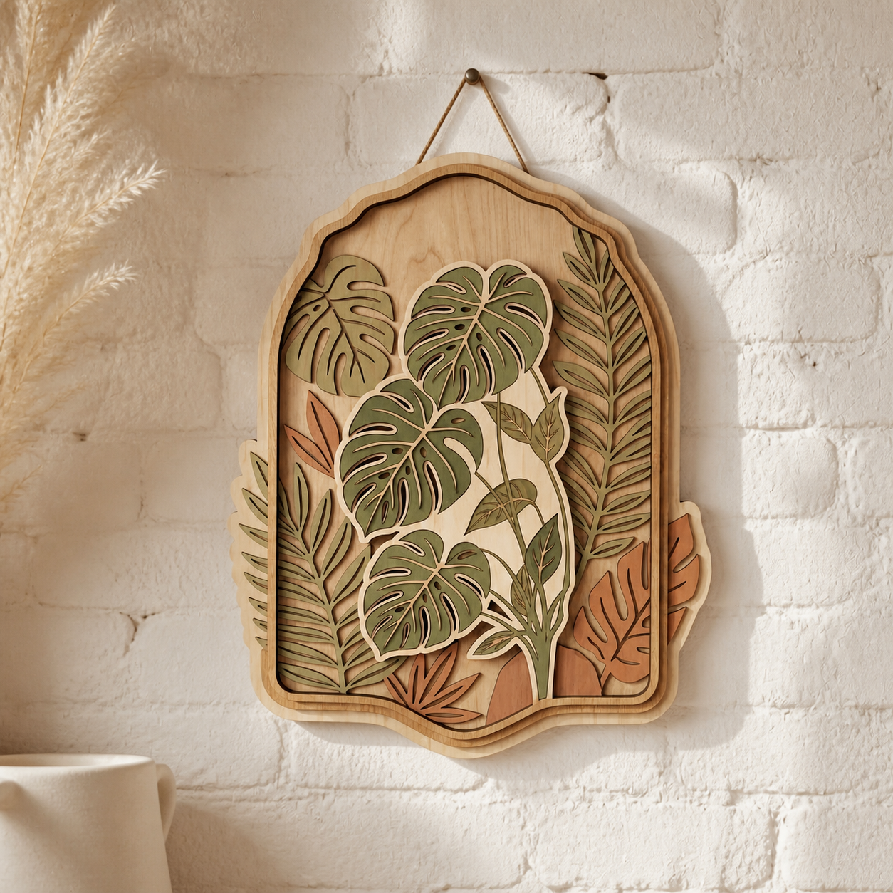 Monstera Wooden Sign Tropical Leaf Wood Wall Art
