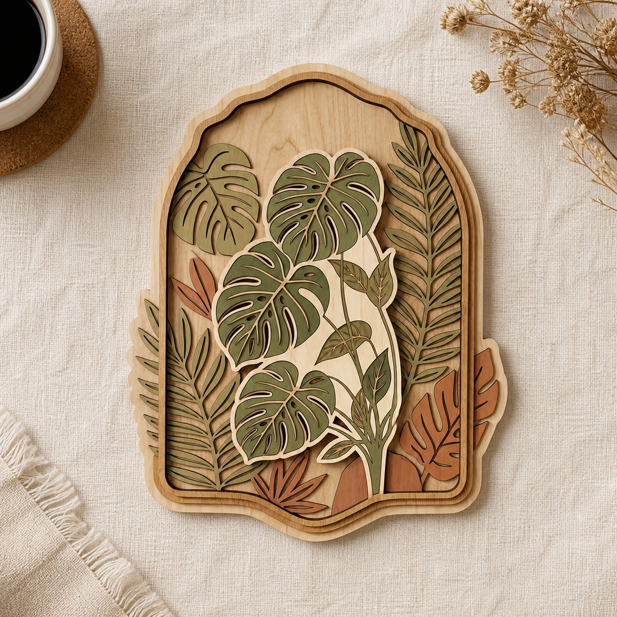 Monstera Wooden Sign Tropical Leaf Wood Wall Art