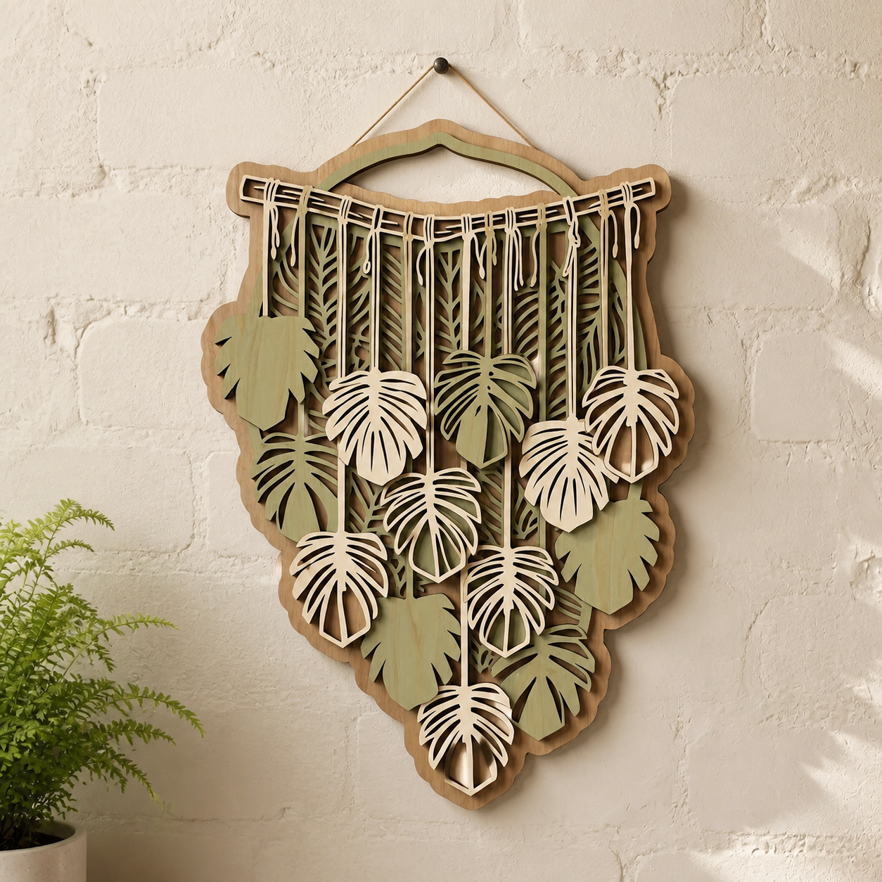 Monstera Leaf Wood Sign, Botanical Wall Art, Rustic Home Decor
