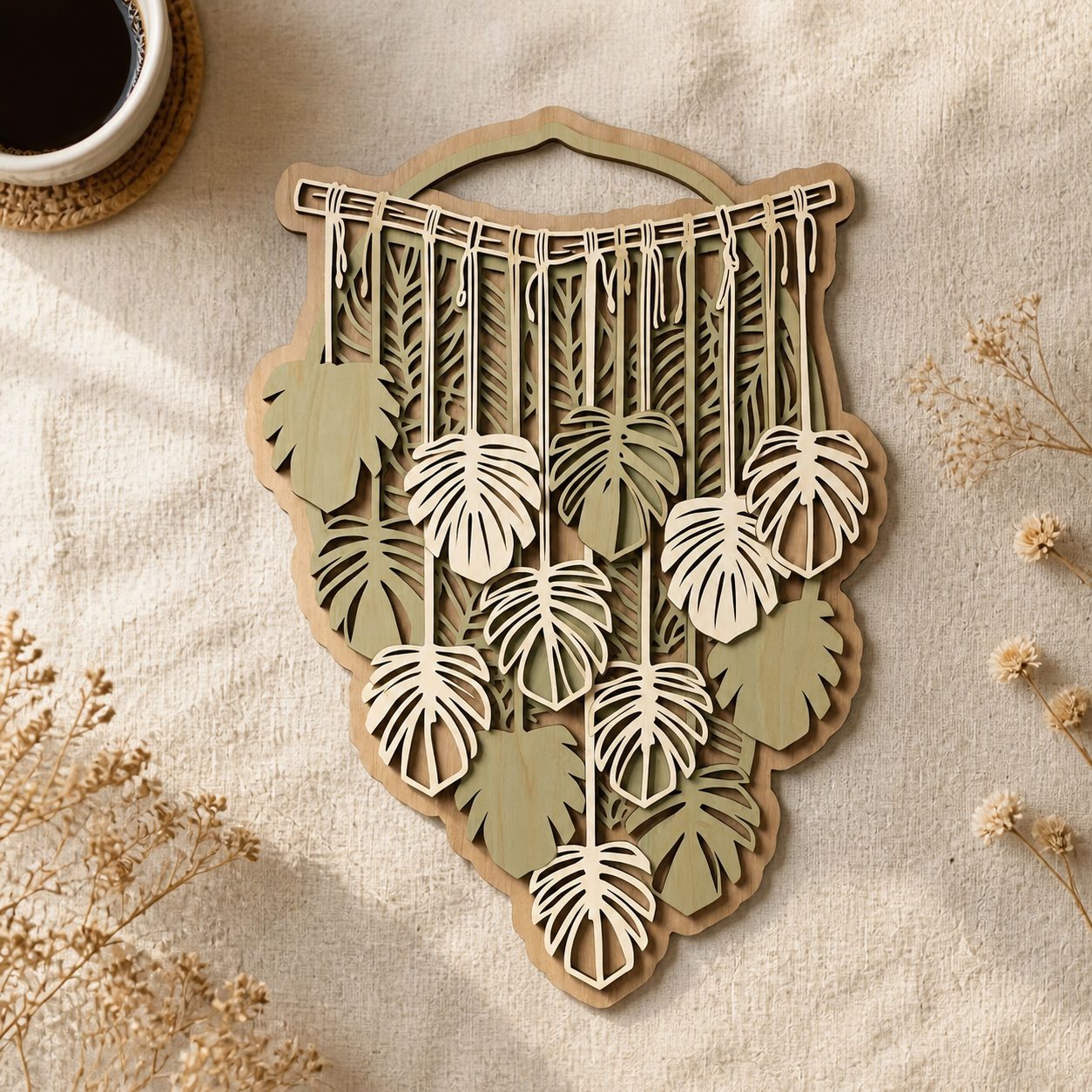 Monstera Leaf Wood Sign, Botanical Wall Art, Rustic Home Decor