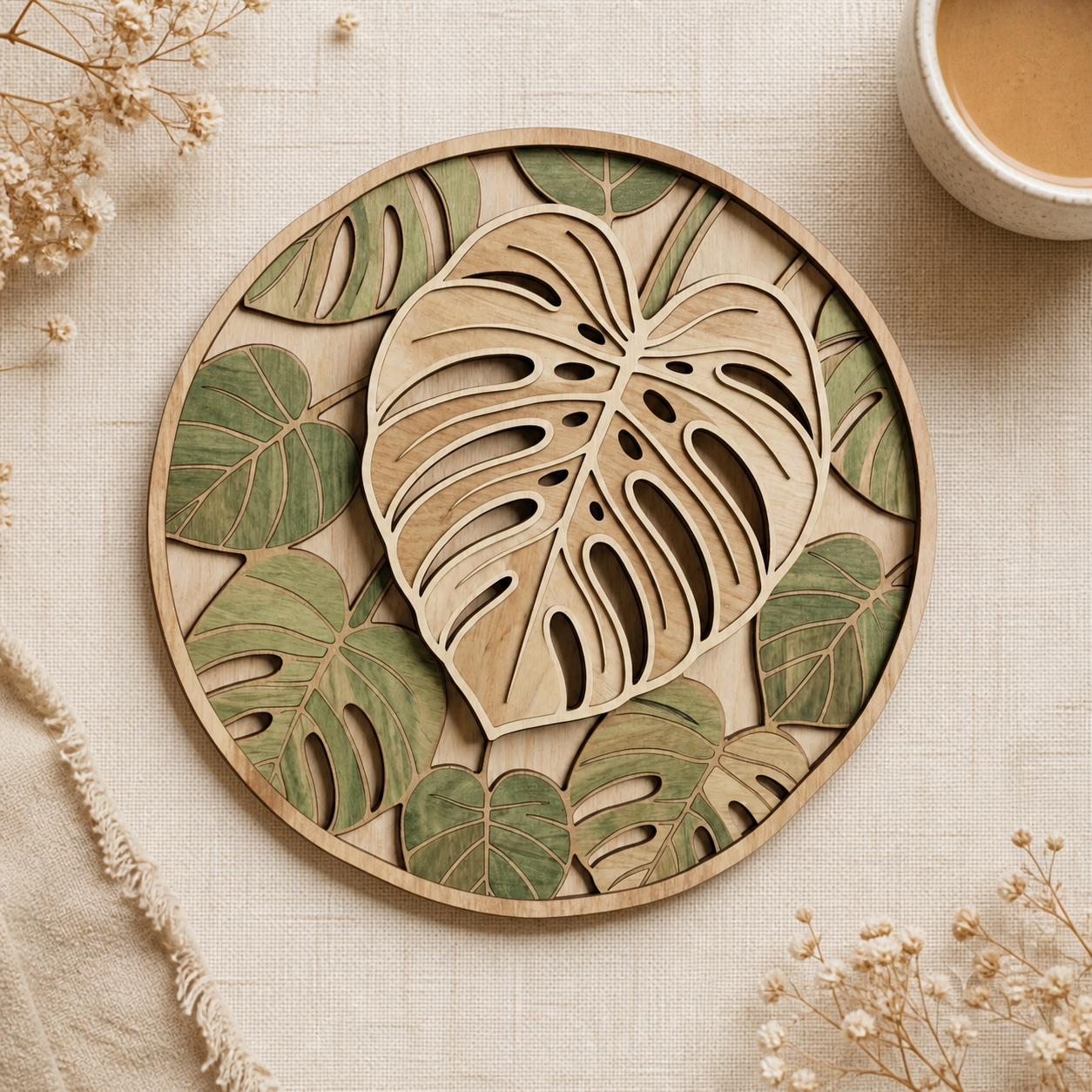 Monstera Leaf Wooden Sign, Tropical Botanical Wall Decor, Rustic Wood Art