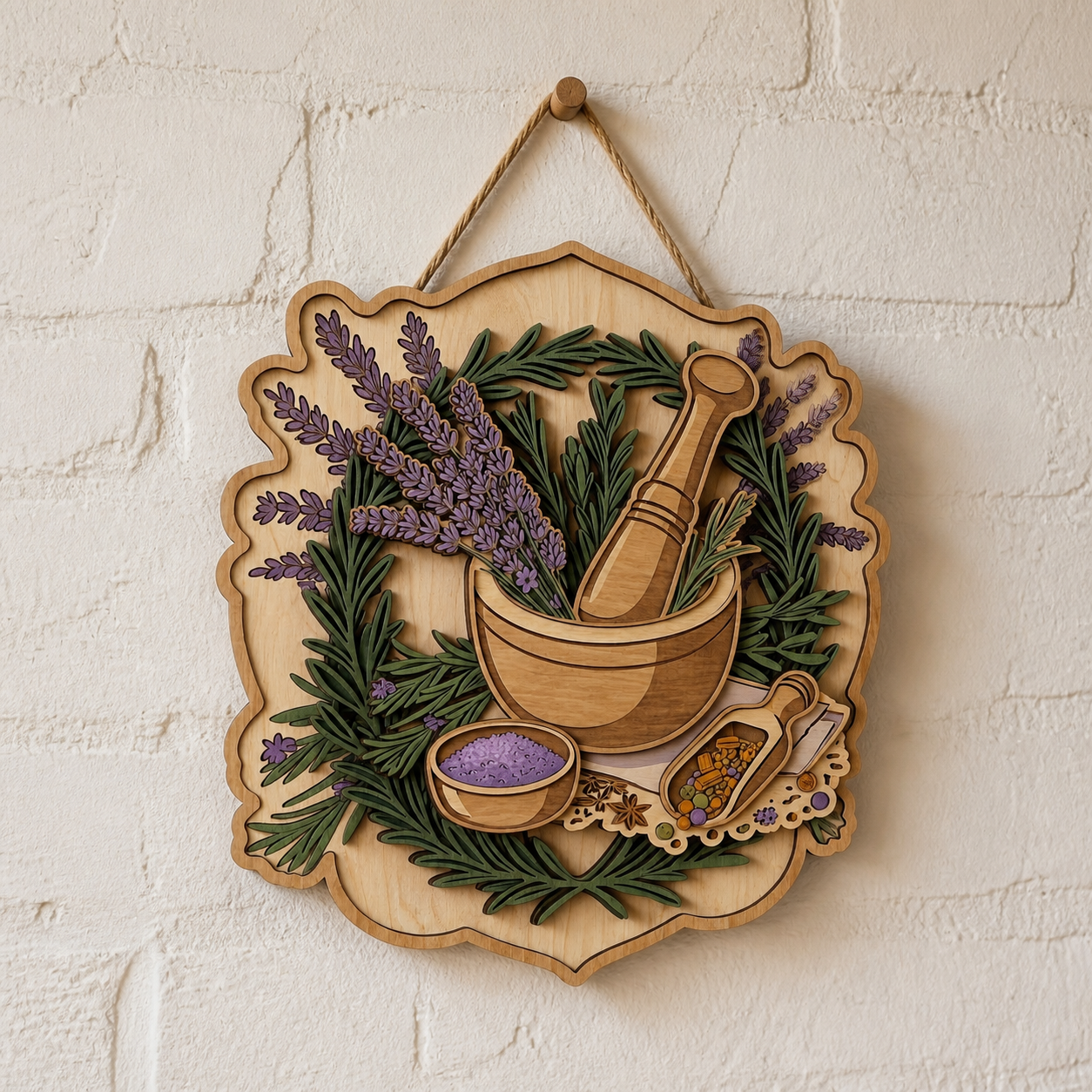 Lavender Wooden Sign Rustic Kitchen Wall Art Botanical Farmhouse Decor