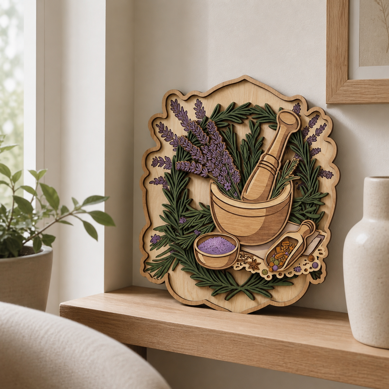 Lavender Wooden Sign Rustic Kitchen Wall Art Botanical Farmhouse Decor