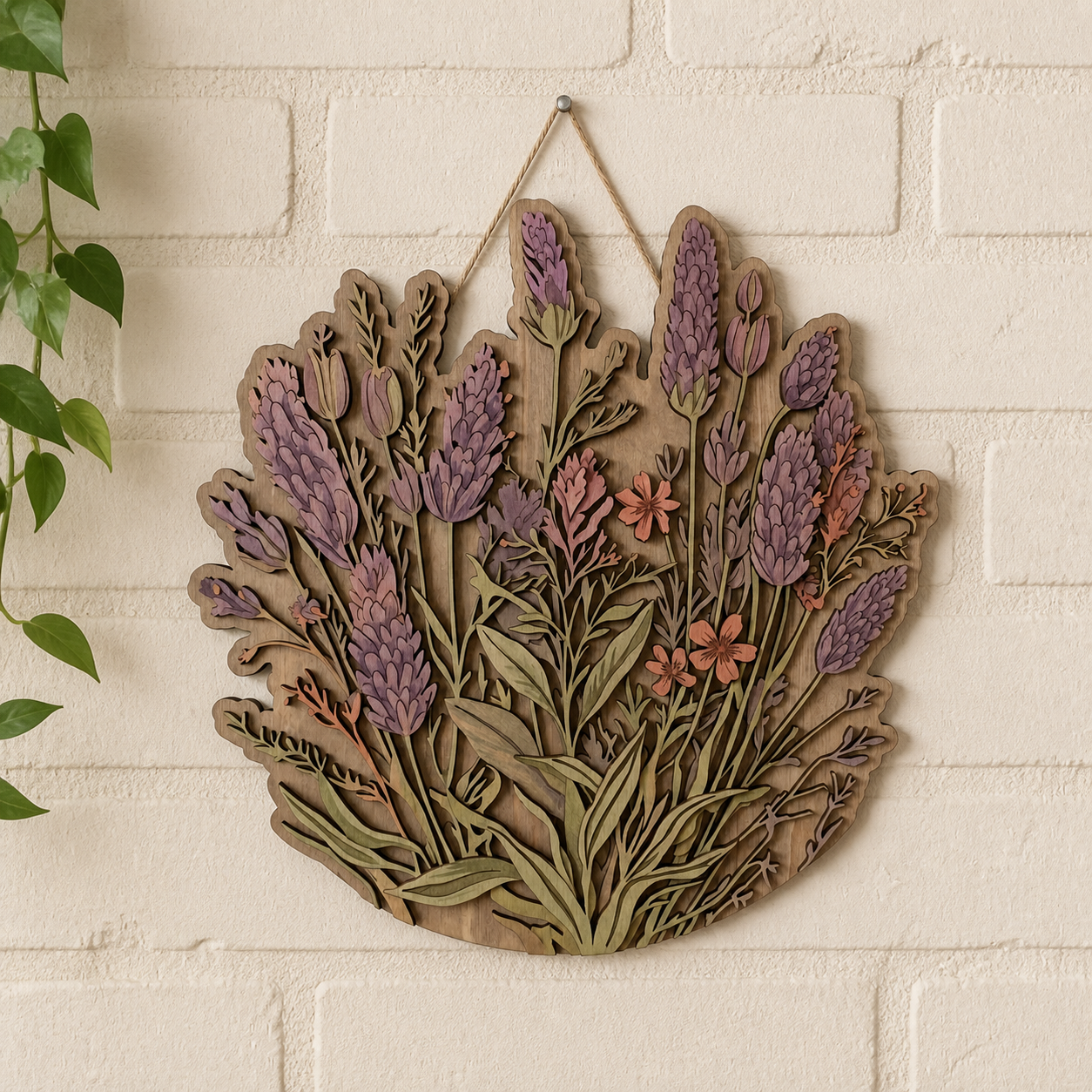 Lavender Wooden Sign Botanical Floral Rustic Wood Decor