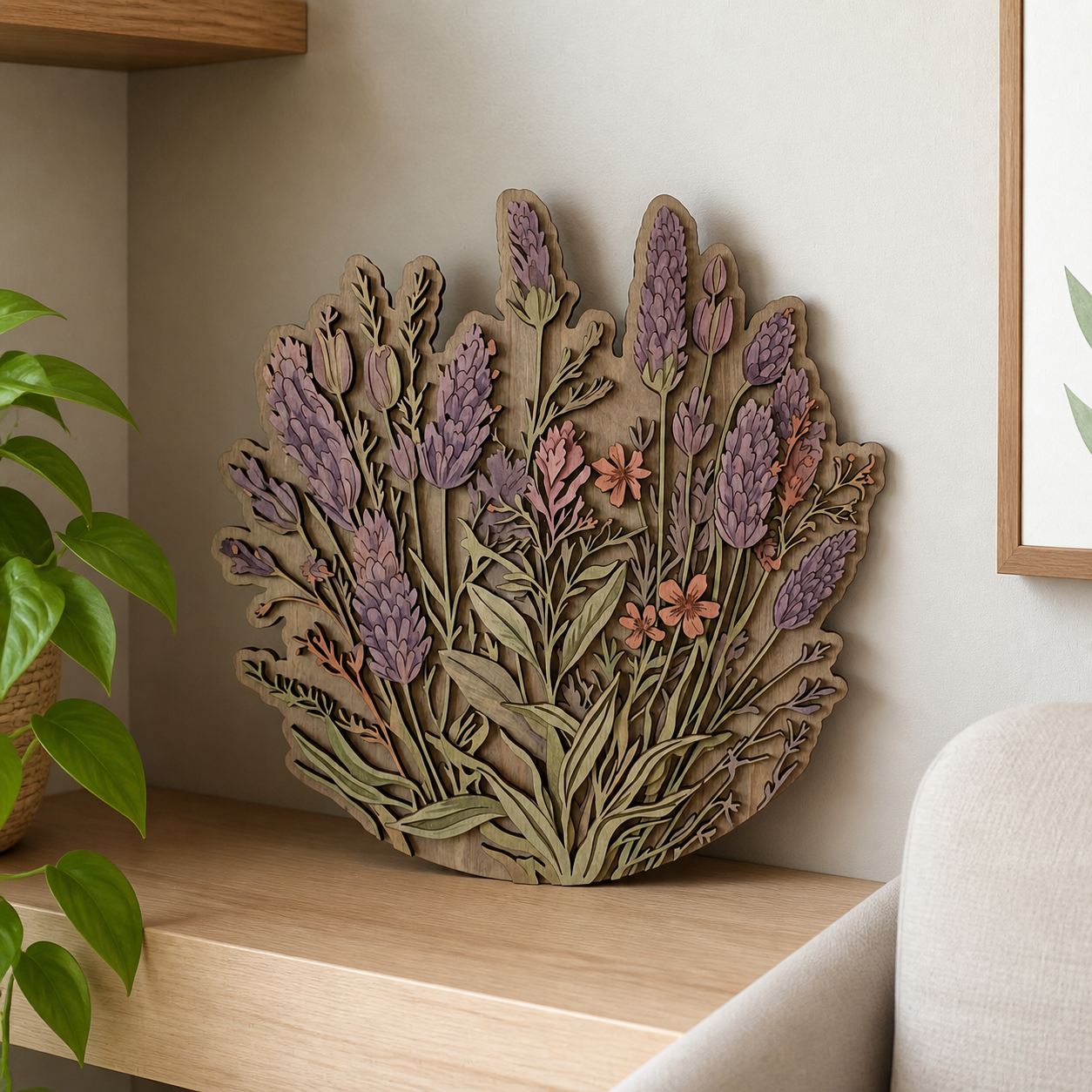 Lavender Wooden Sign Botanical Floral Rustic Wood Decor