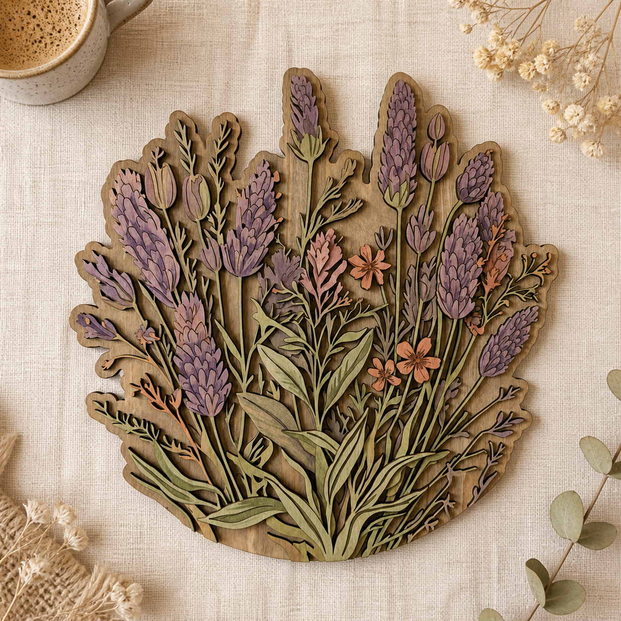 Lavender Wooden Sign Botanical Floral Rustic Wood Decor