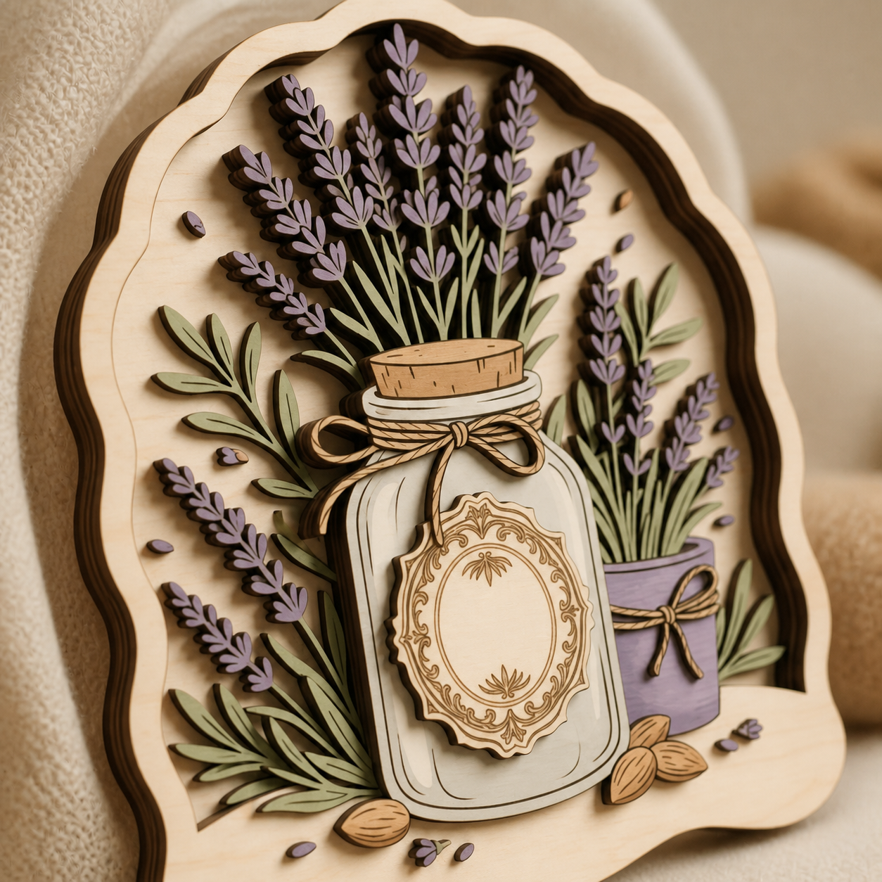 Lavender Wooden Wall Art, Botanical Sign For Home Decor