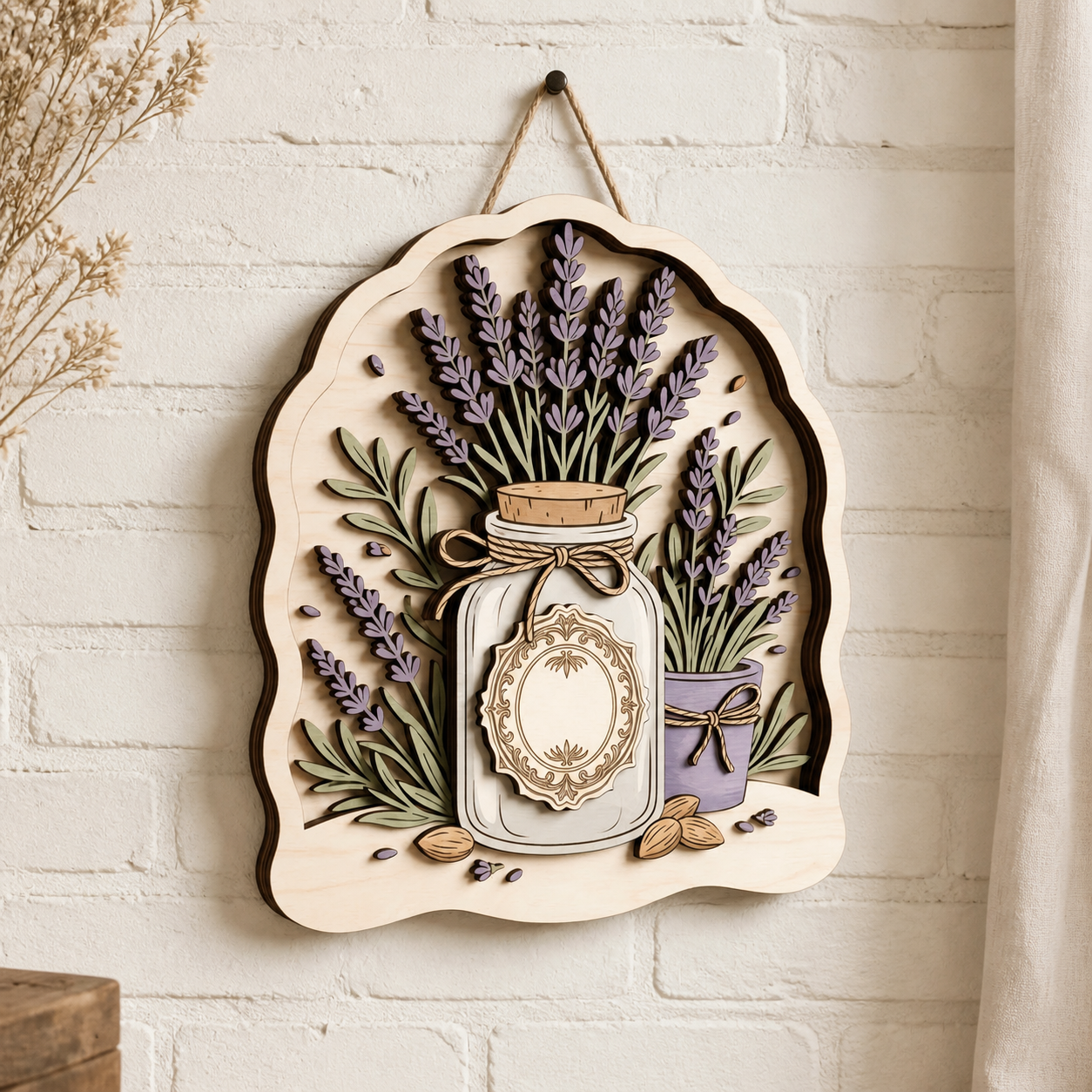 Lavender Wooden Wall Art, Botanical Sign For Home Decor