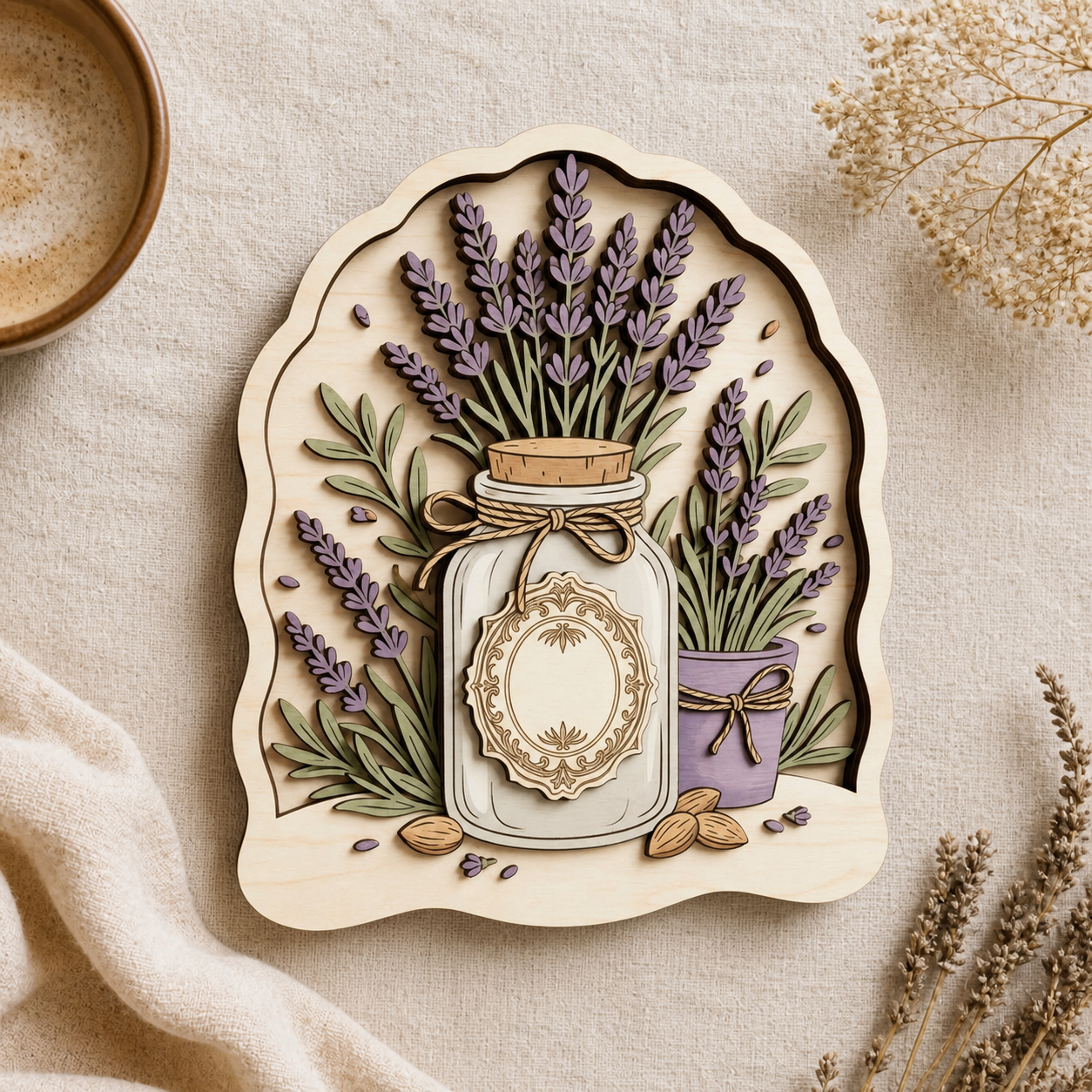 Lavender Wooden Wall Art, Botanical Sign For Home Decor