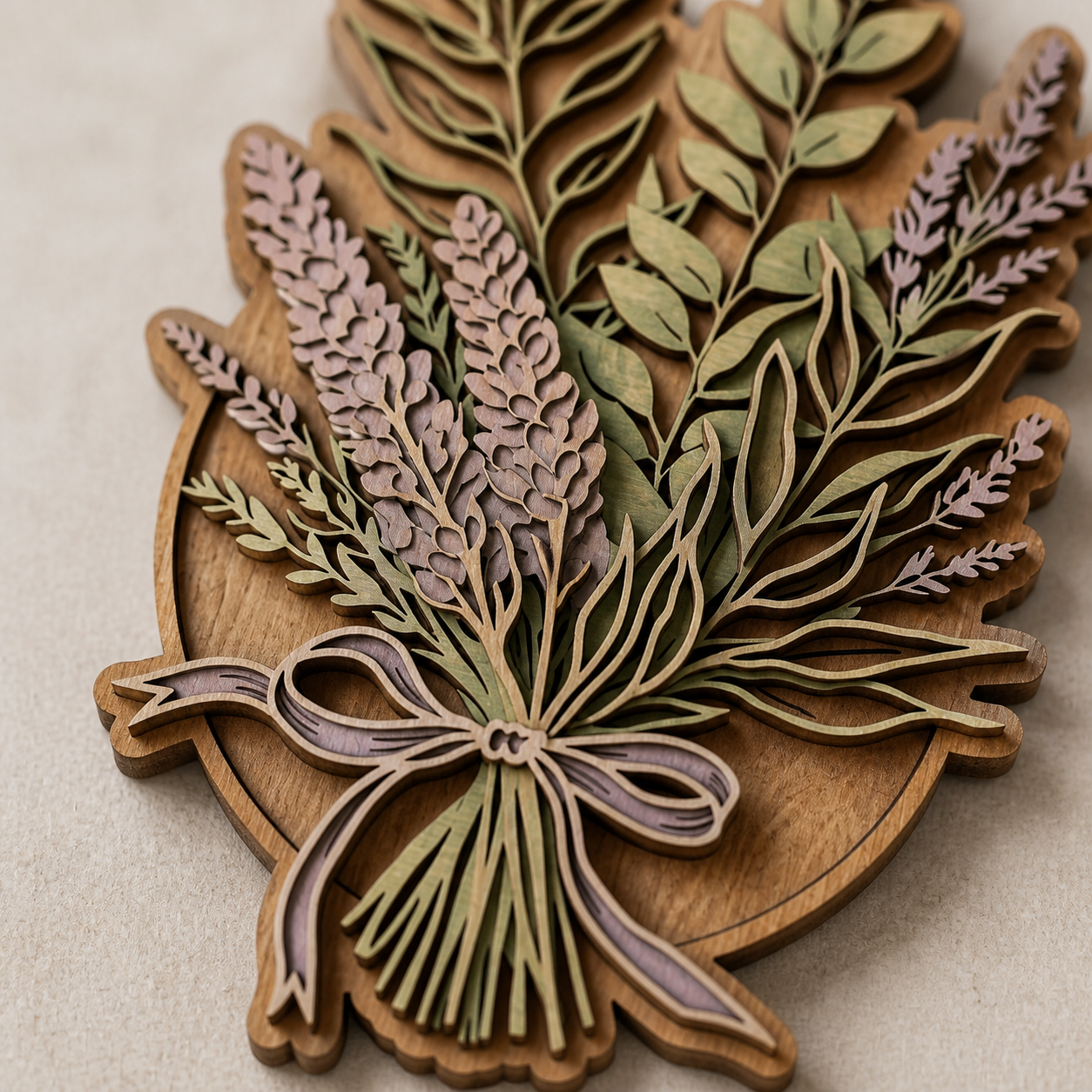 Lavender Wooden Sign, Rustic Floral Art, Eucalyptus Bouquet Wood Decor