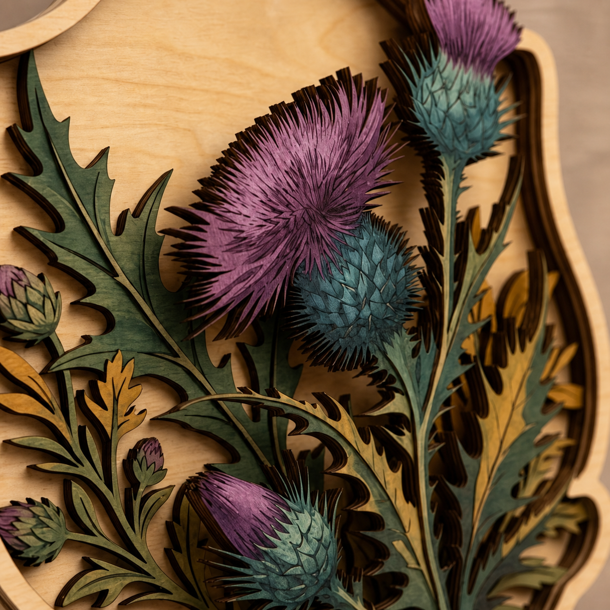 Thistle Wooden Sign Scottish Wildflower Botanical Rustic Wall Decor