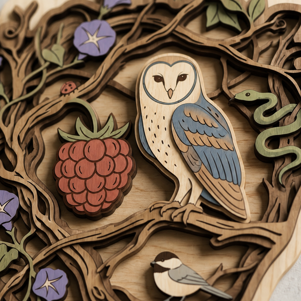 Owl Berry Rustic Wooden Sign Floral Woodland Nature Wall Decor