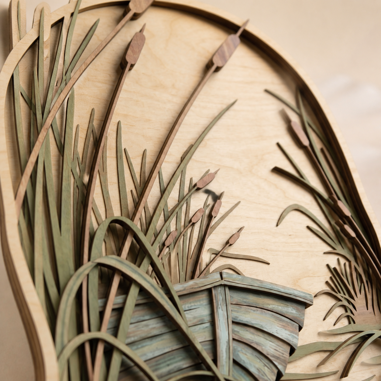 Horsetail Botanical Art, Rustic Wooden Sign Marsh Lake Nature