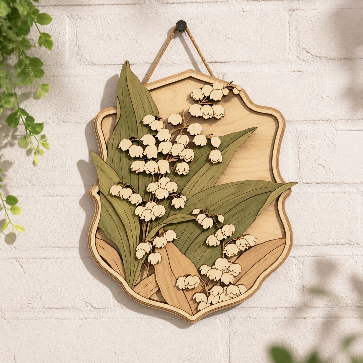 Valley Lily Botanical Art, Wooden Sign Rustic Wall Decor