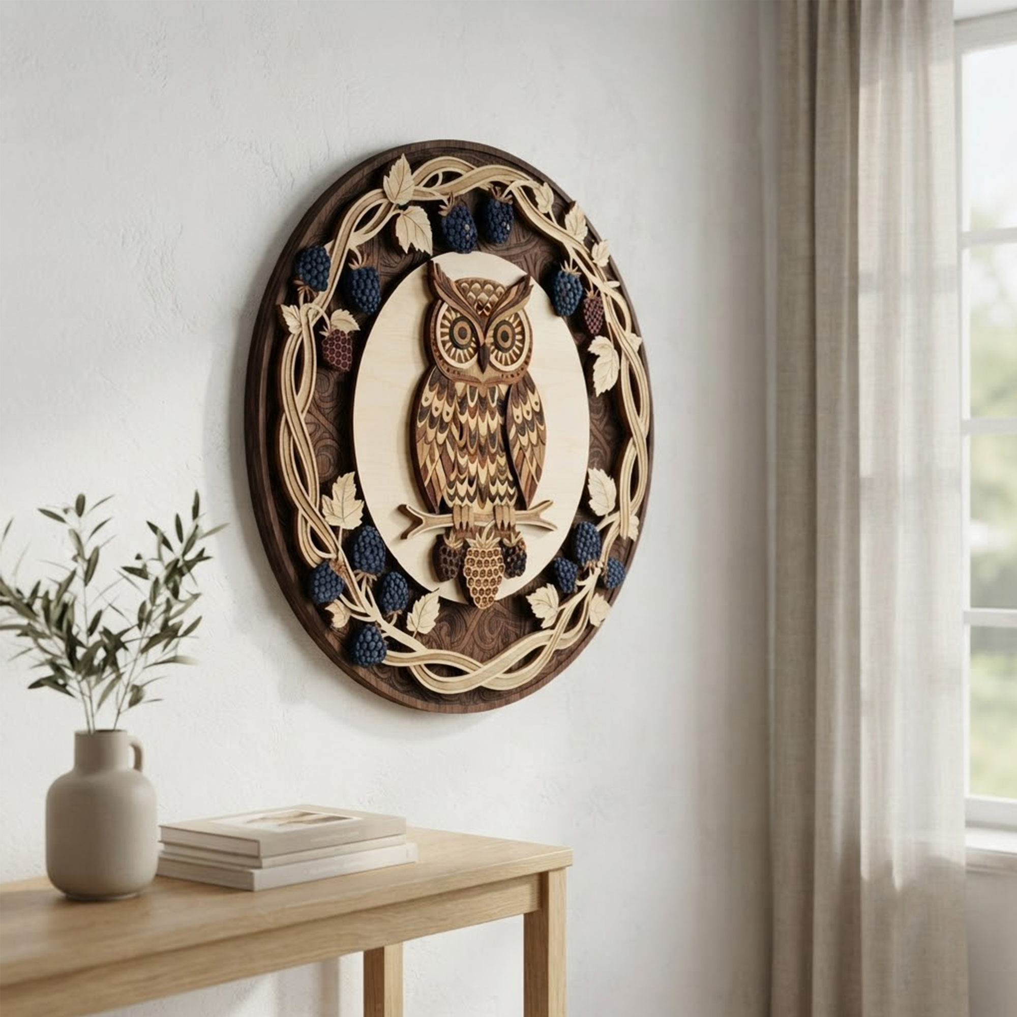 Owl Wooden Sign, 3 Layer Wooden Sign, Woodland Owl Wall Decor, Rustic Forest Wall Hanging, Cottagecore Home Decor, Nature Gift