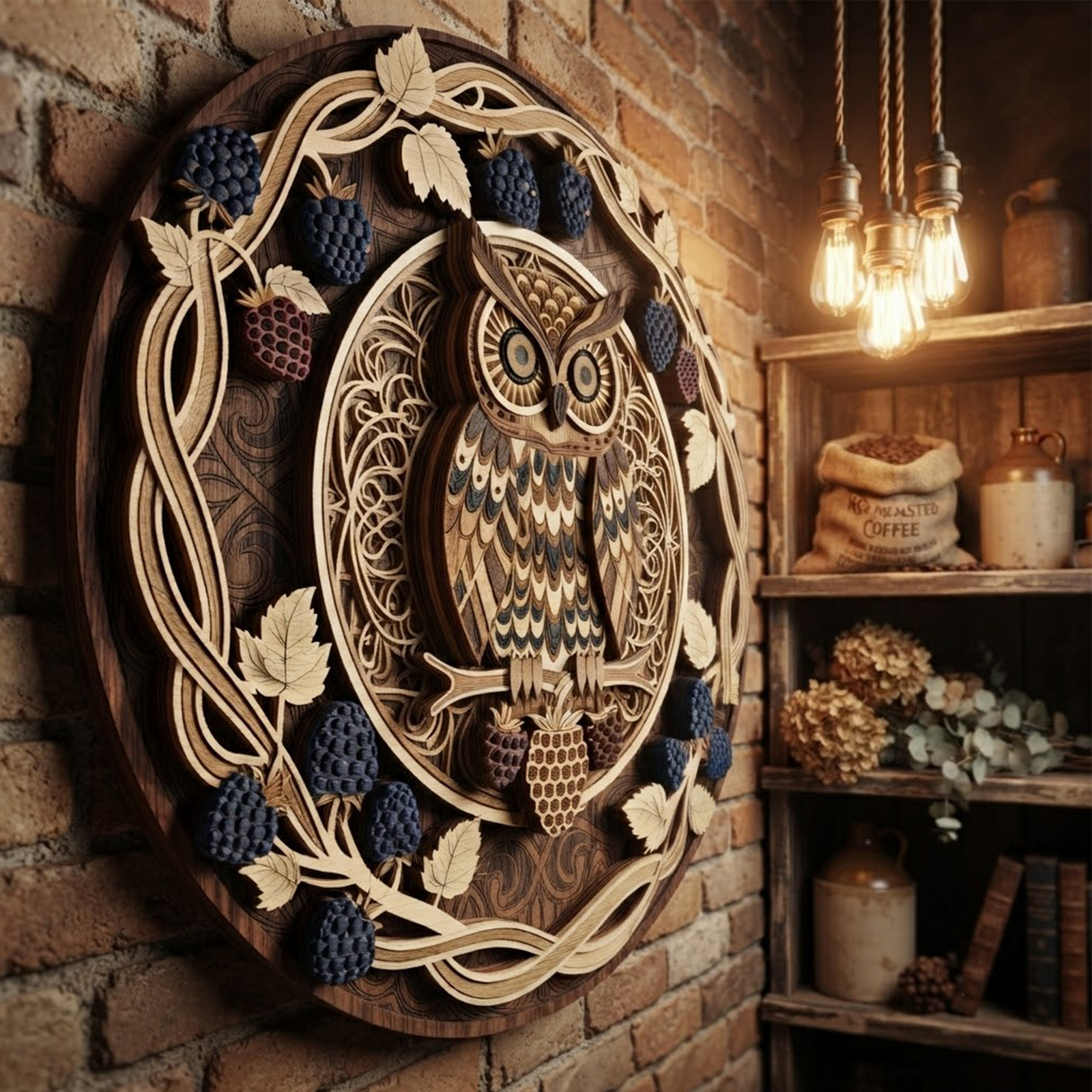 Owl Wooden Sign, 3 Layer Wooden Sign, Woodland Owl Wall Decor, Rustic Forest Wall Hanging, Cottagecore Home Decor, Nature Gift