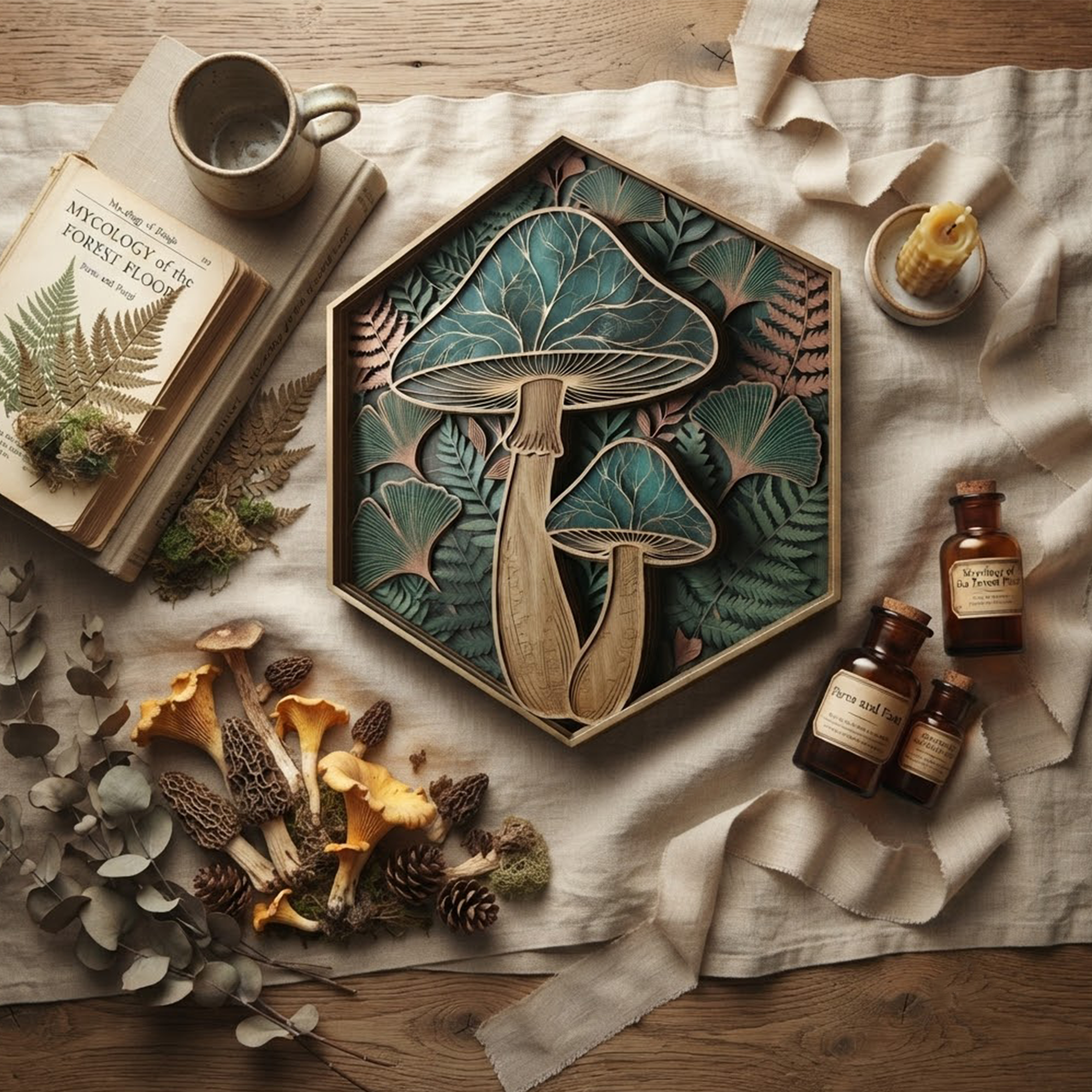 Mushroom Wooden Sign, 3 Layer Wooden Sign, Woodland Mushroom Wall Decor, Botanical Forest Wall Art, Cottagecore Home Decor, Nature Gift