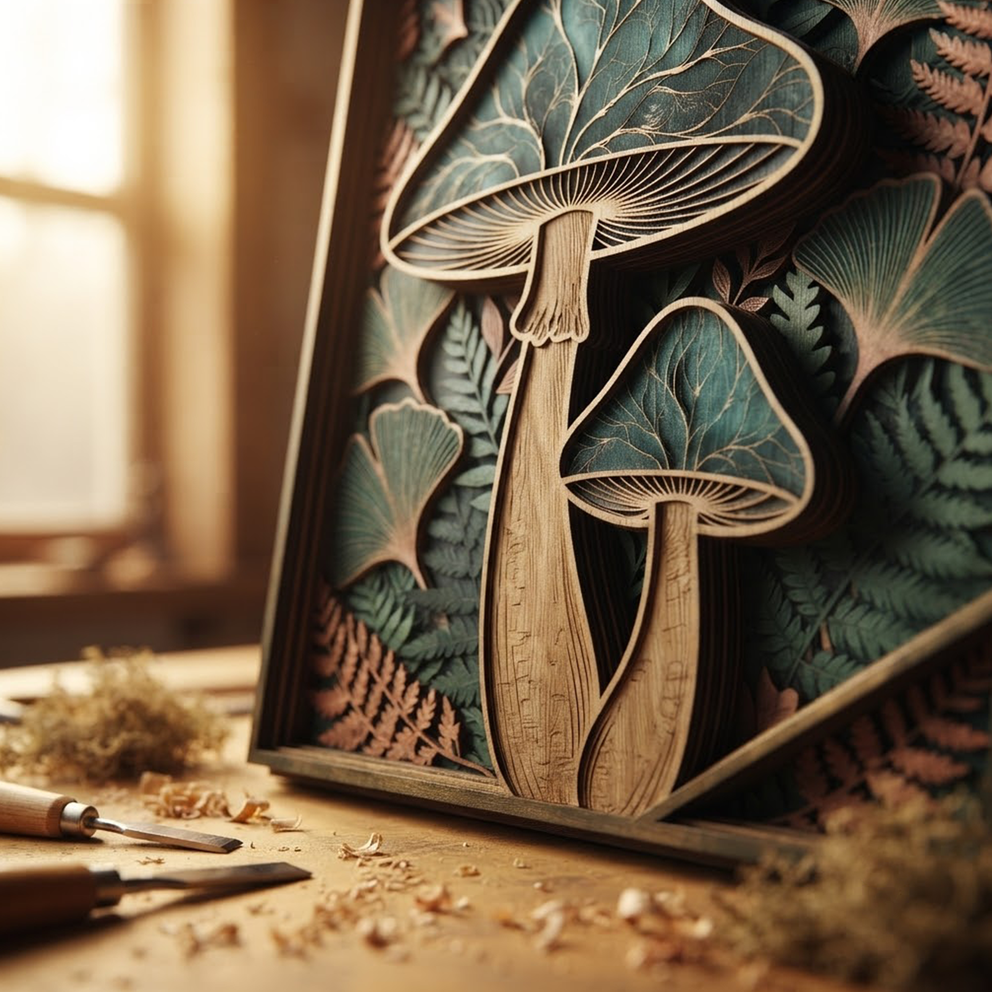 Mushroom Wooden Sign, 3 Layer Wooden Sign, Woodland Mushroom Wall Decor, Botanical Forest Wall Art, Cottagecore Home Decor, Nature Gift