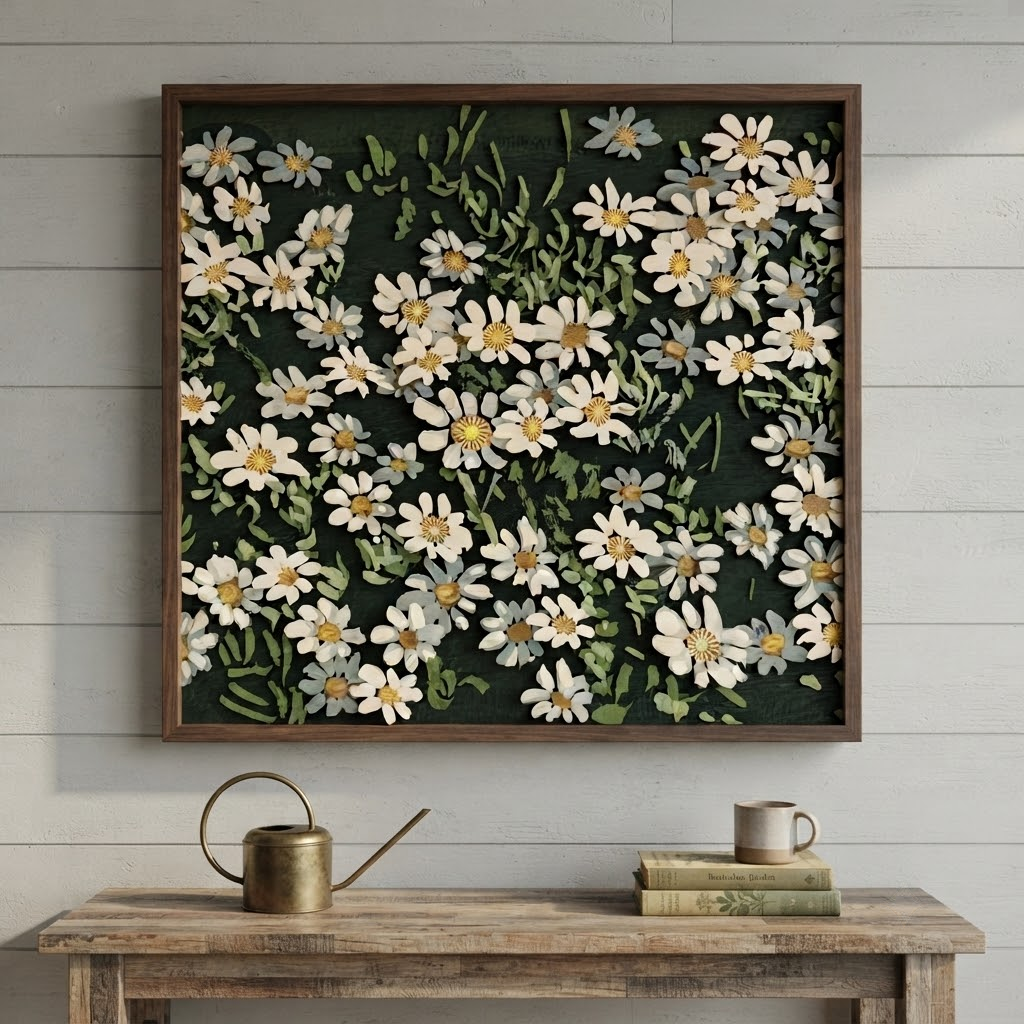 Daisy Wooden Sign, 3 Layer Wooden Wall Decor, Floral Meadow Wall Art, Cottagecore Farmhouse Decor, Botanical Gift